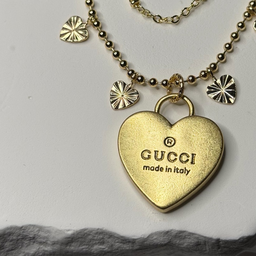 GG Gold Layered Heart Necklace - Picture 2 of 2